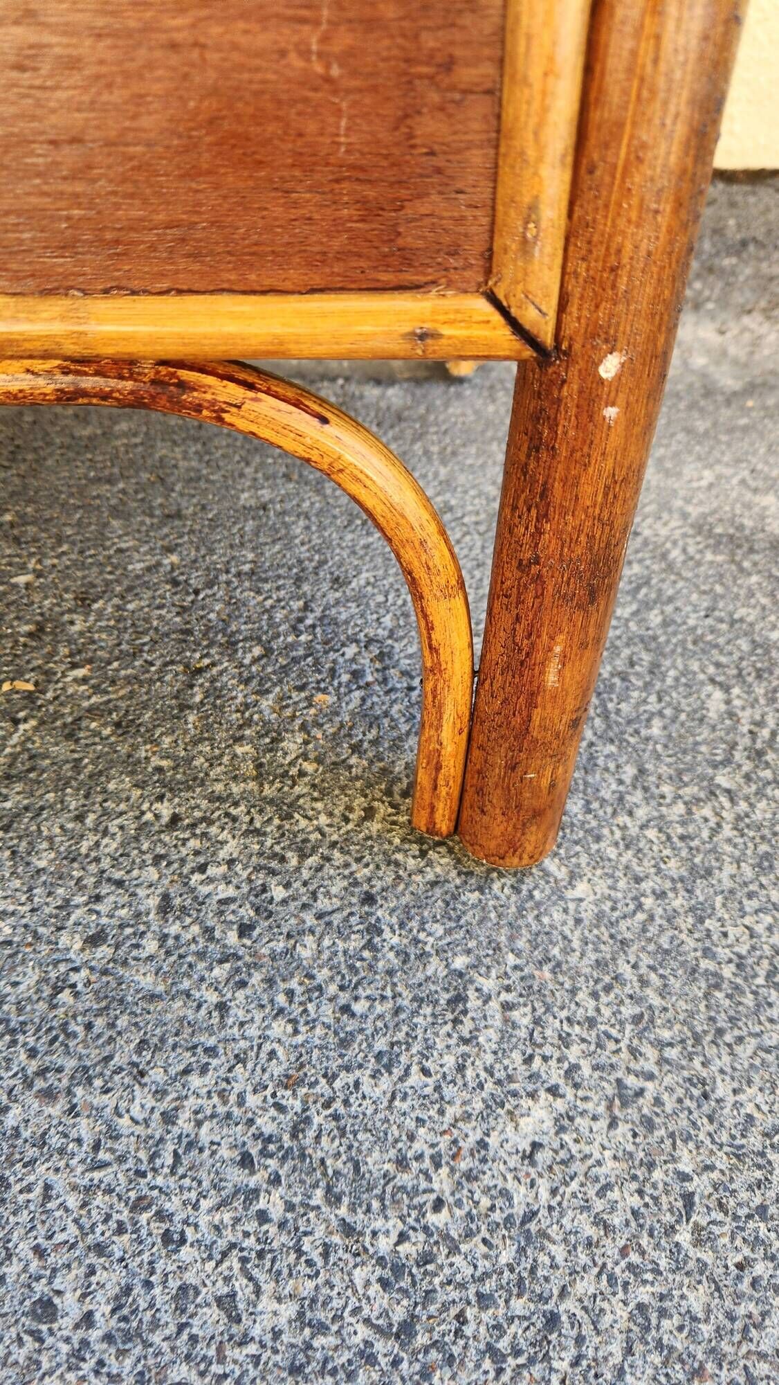 Commode vintage en rotin et osier tressé – 3 tiroirs / Style Boho & Chabby