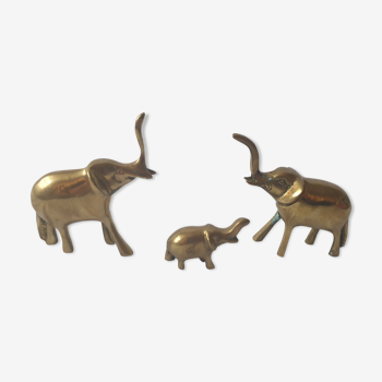 Trio of brass elephants