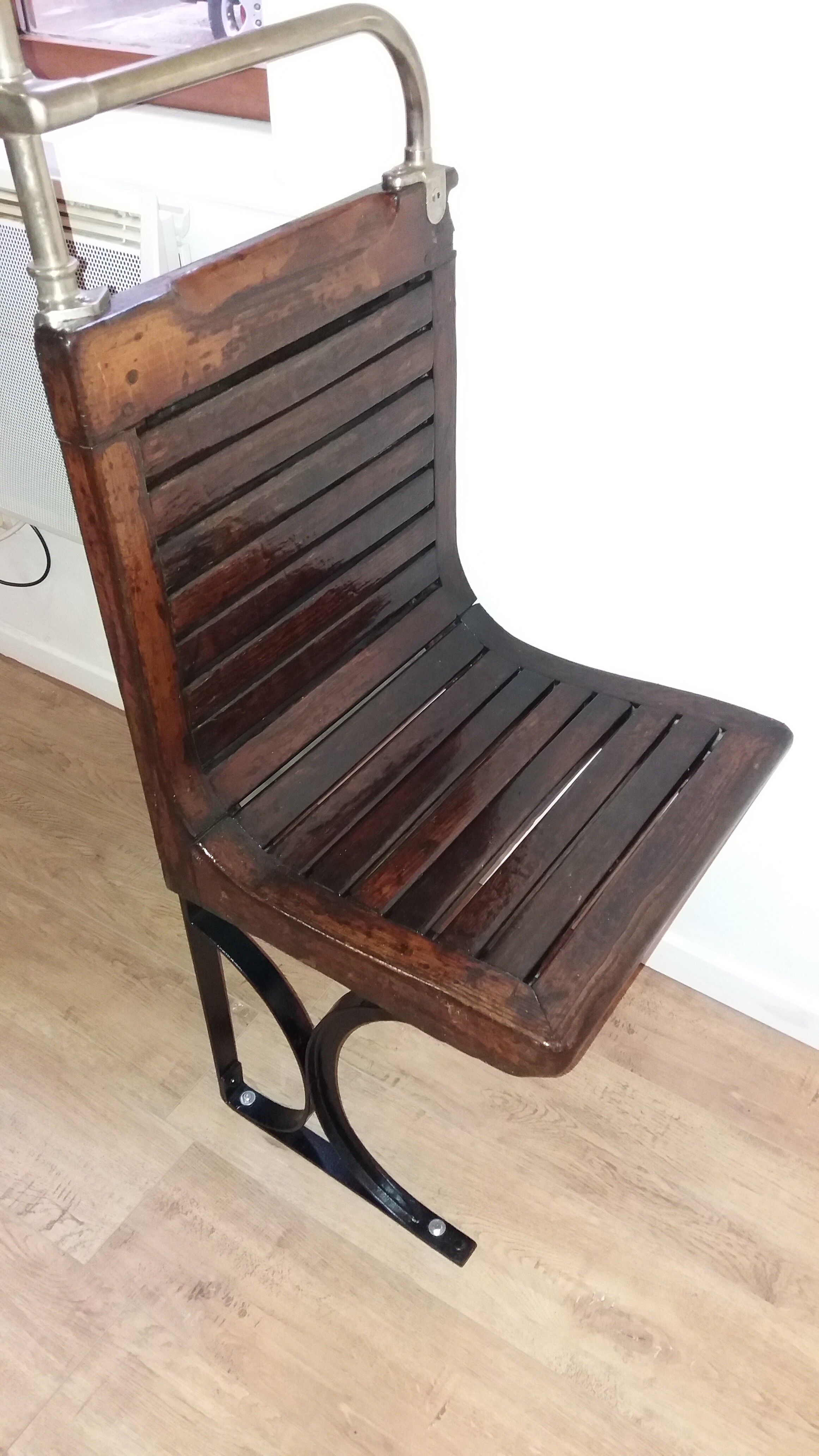 Lot of two wooden subway chairs with table