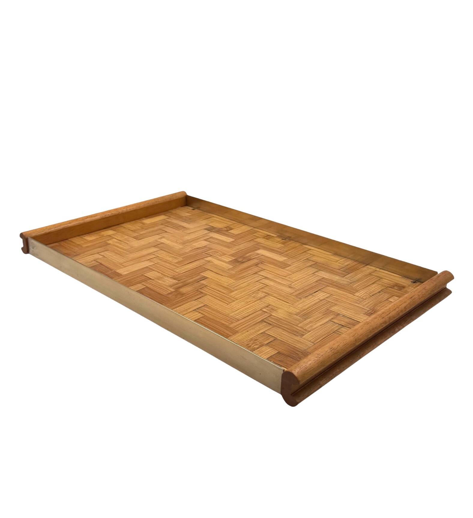 Hollywood regency bamboo and brass tray, Italy 1970s