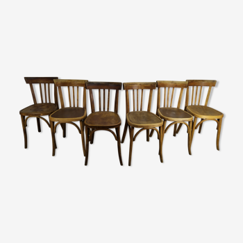 Suite of 6 wooden barhel barel bistro chair