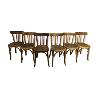 Suite of 6 wooden barhel barel bistro chair