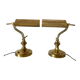 Pair of notary-style lamps in gilded metal
