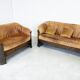 Vintage wicker and leather sofa set 1960s