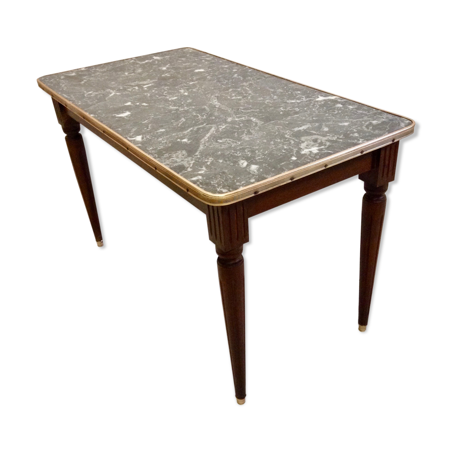 Table low wood, marble and brass
