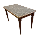 Table low wood, marble and brass