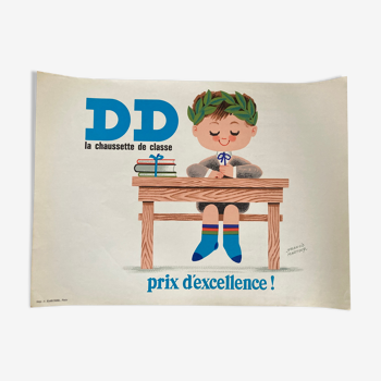 Affiche dd chaussette lithographique  58 x 38  " prix s"excellence"