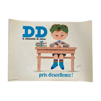 Affiche dd chaussette lithographique  58 x 38  " prix s"excellence"