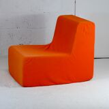 Armchair "space age" foam and orange jersey. Circa 1970