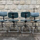 Lot de 4 chaises de laboratoire industrielle en métal chromé et cuir
