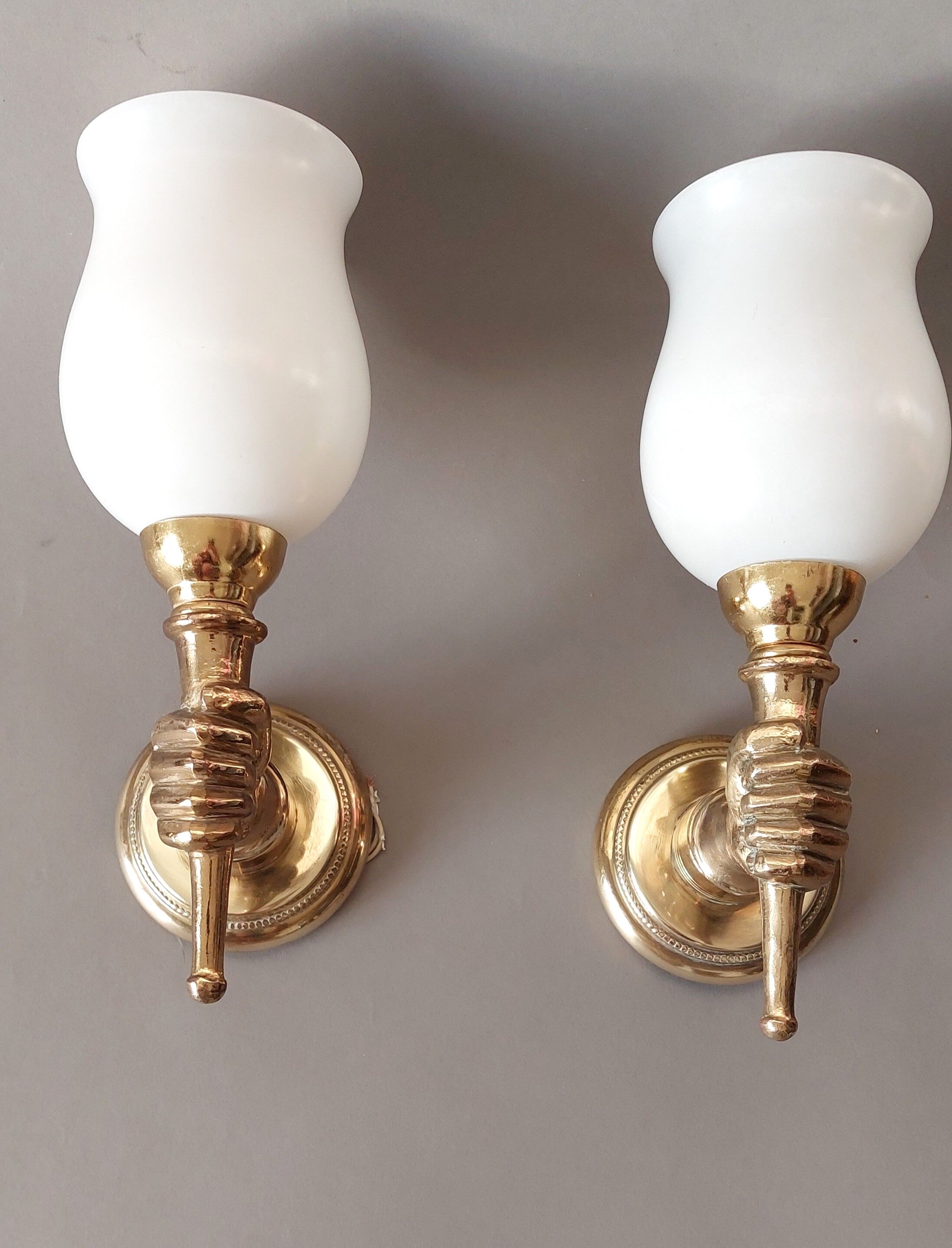 Pair of bronze and gilded brass sconces by John Devoluy 1950.