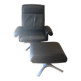 High back lounge chair + Hocker in leather by De Sede model DS-31