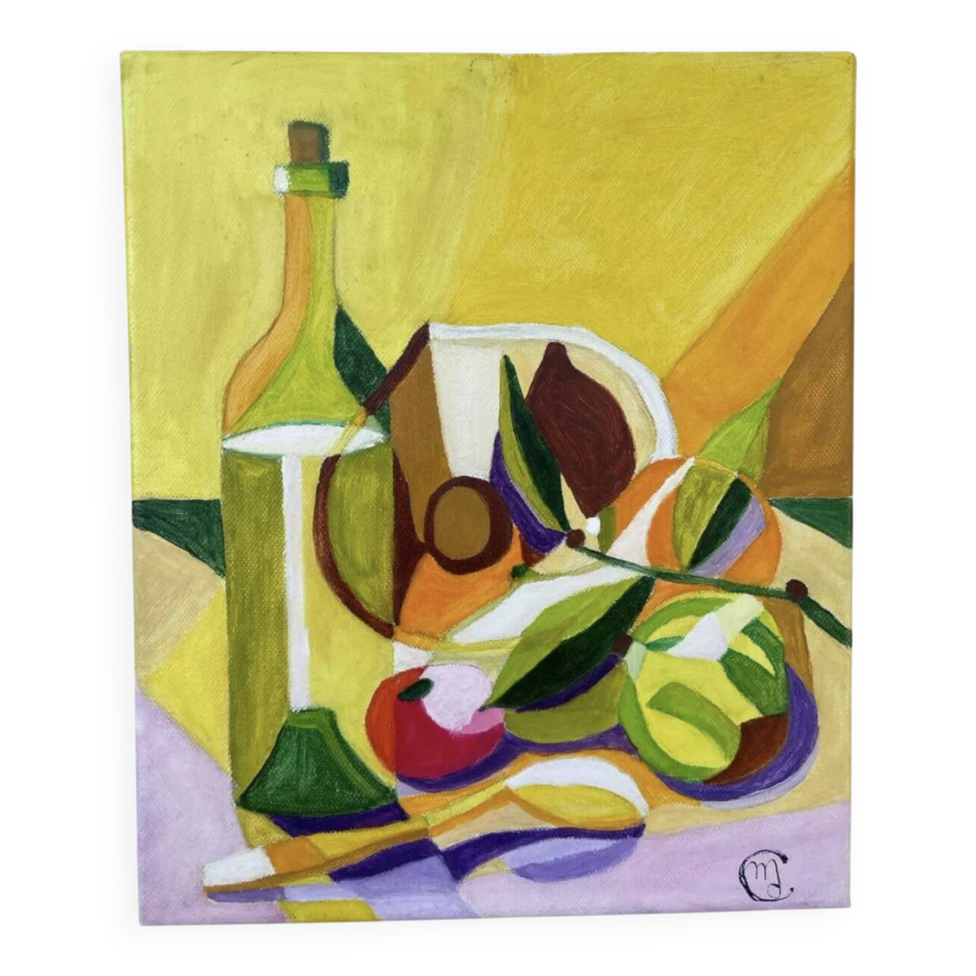 Modern still life, oil on canvas, fruit