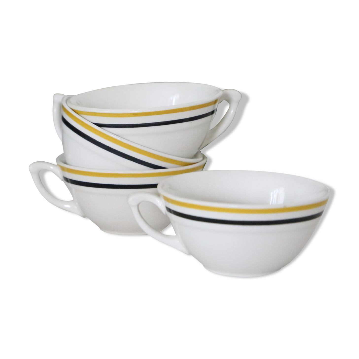 Set of 4 ceramic cups, bistro type, French manufacture