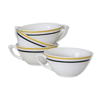 Set of 4 ceramic cups, bistro type, French manufacture