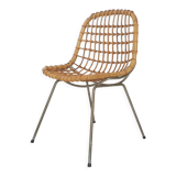 Vintage rattan and metal dining chair