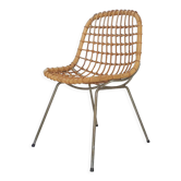 Vintage rattan and metal dining chair