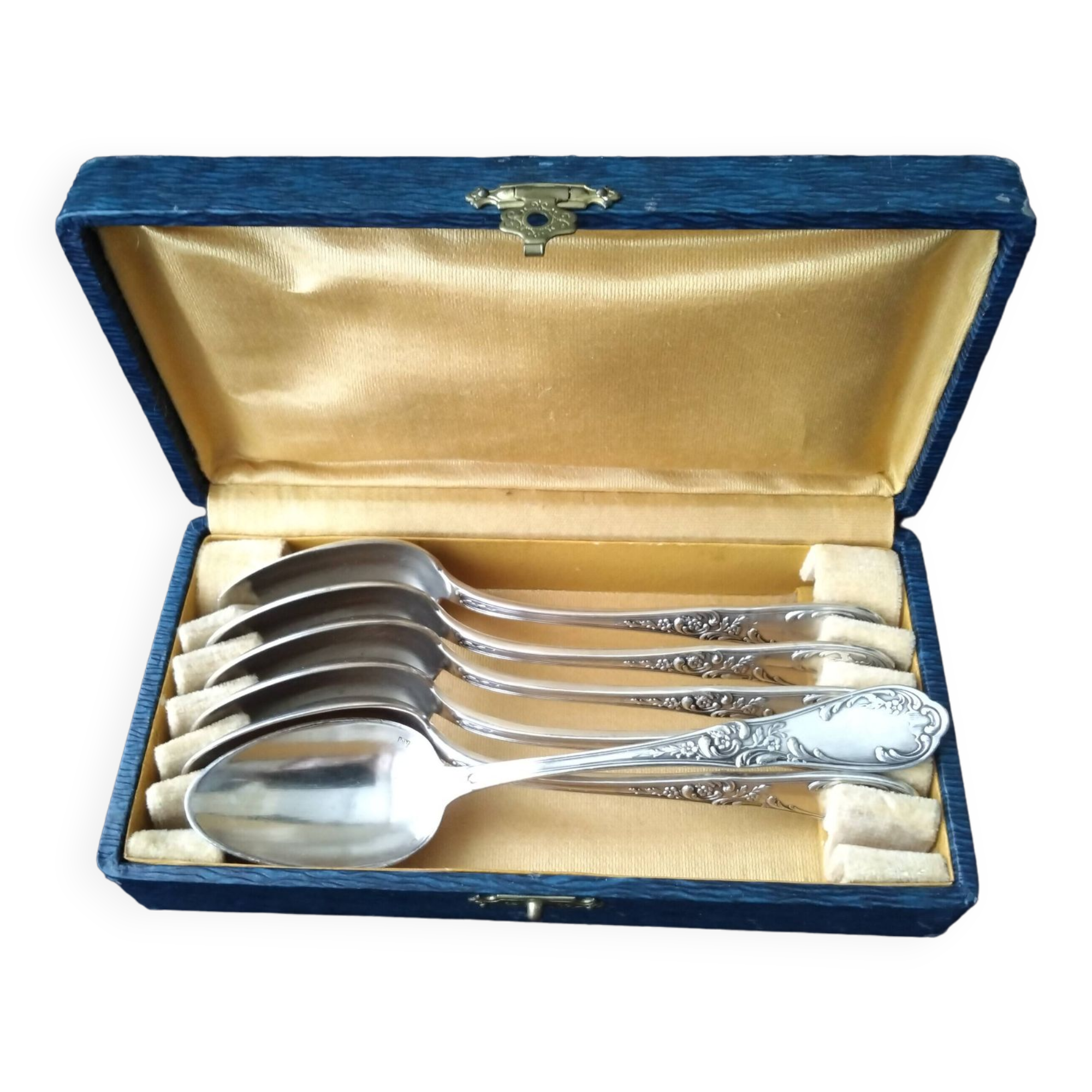 Box of 6 teaspoons in silver-plated Louis XV style