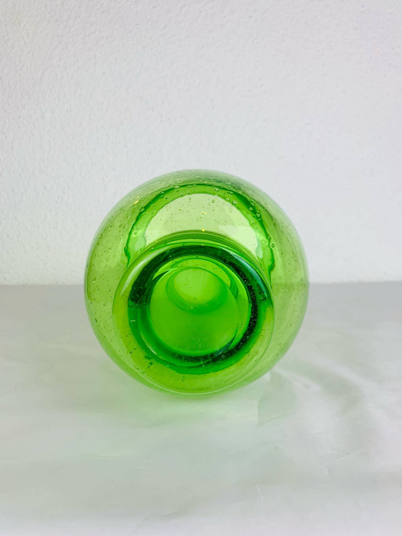 Vintage green bubble glass vase