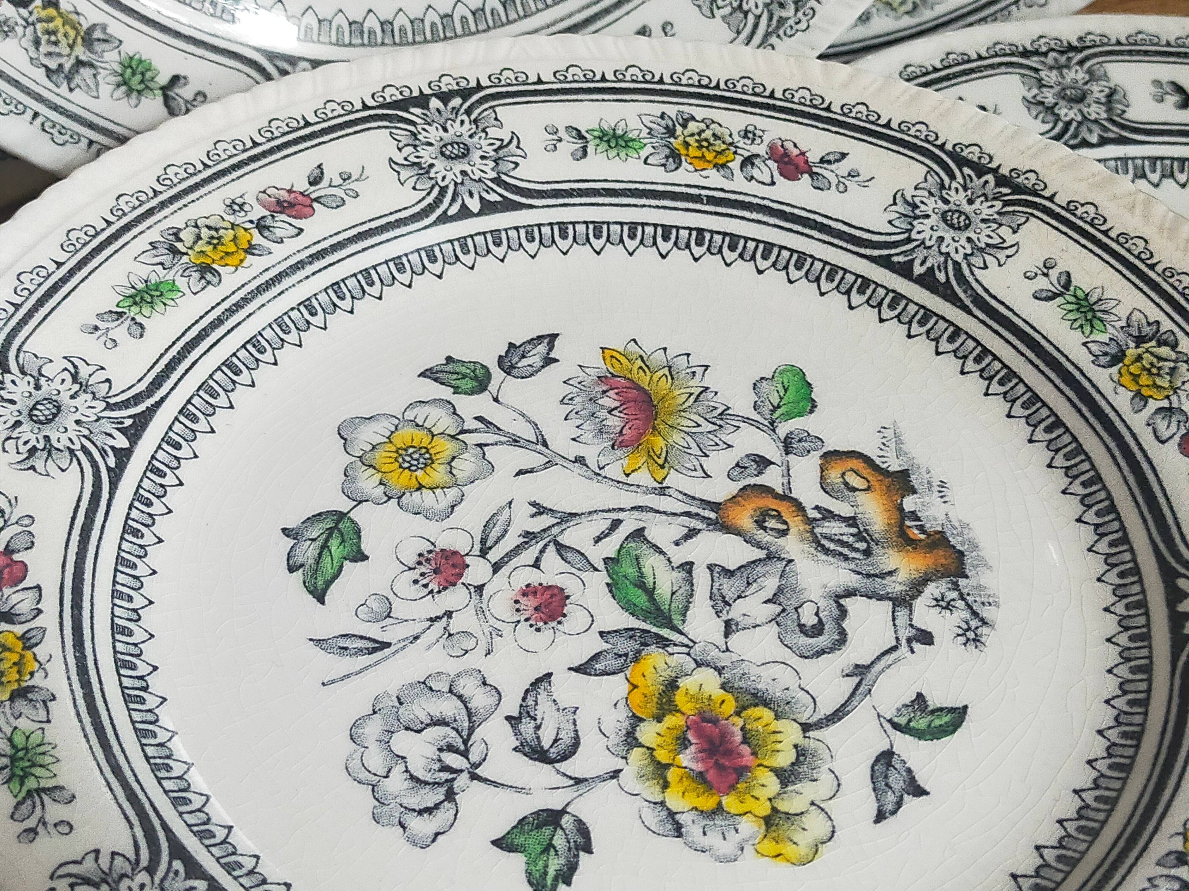 Six English porcelain dessert plates WOOD & SONS Dorset service