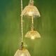 Suspension triple vintage glass chandelier - tableware collection