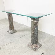 Vintage marble column console table Italy, 1960s