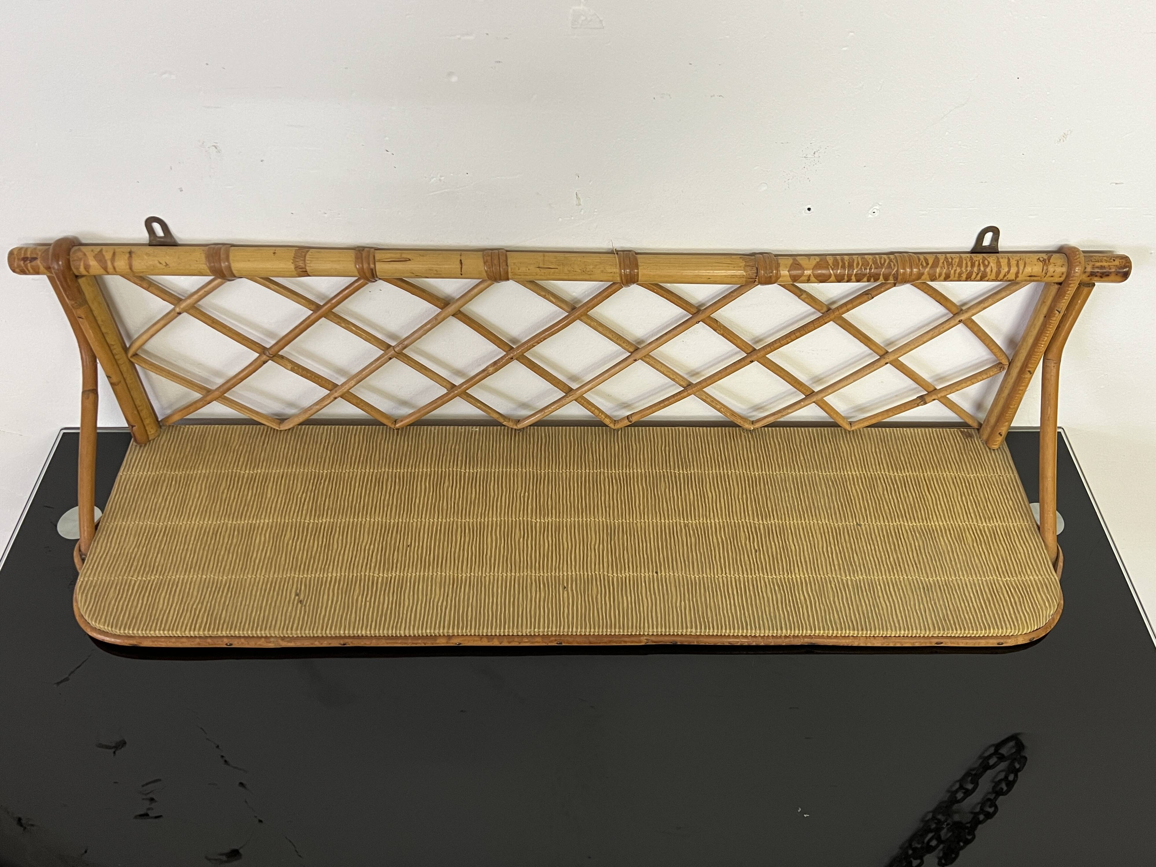 Vintage rattan wall shelf