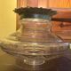 Bronze table lamp with dragon arm and cut glass shade, 1940s