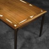 Table Basse Vintage Mid-Century en Acajou, Danemark, avec Motif Peint à la Main par Ole Wanscher