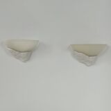 Pair of plaster and frosted glass wall lights, France, 1970.
