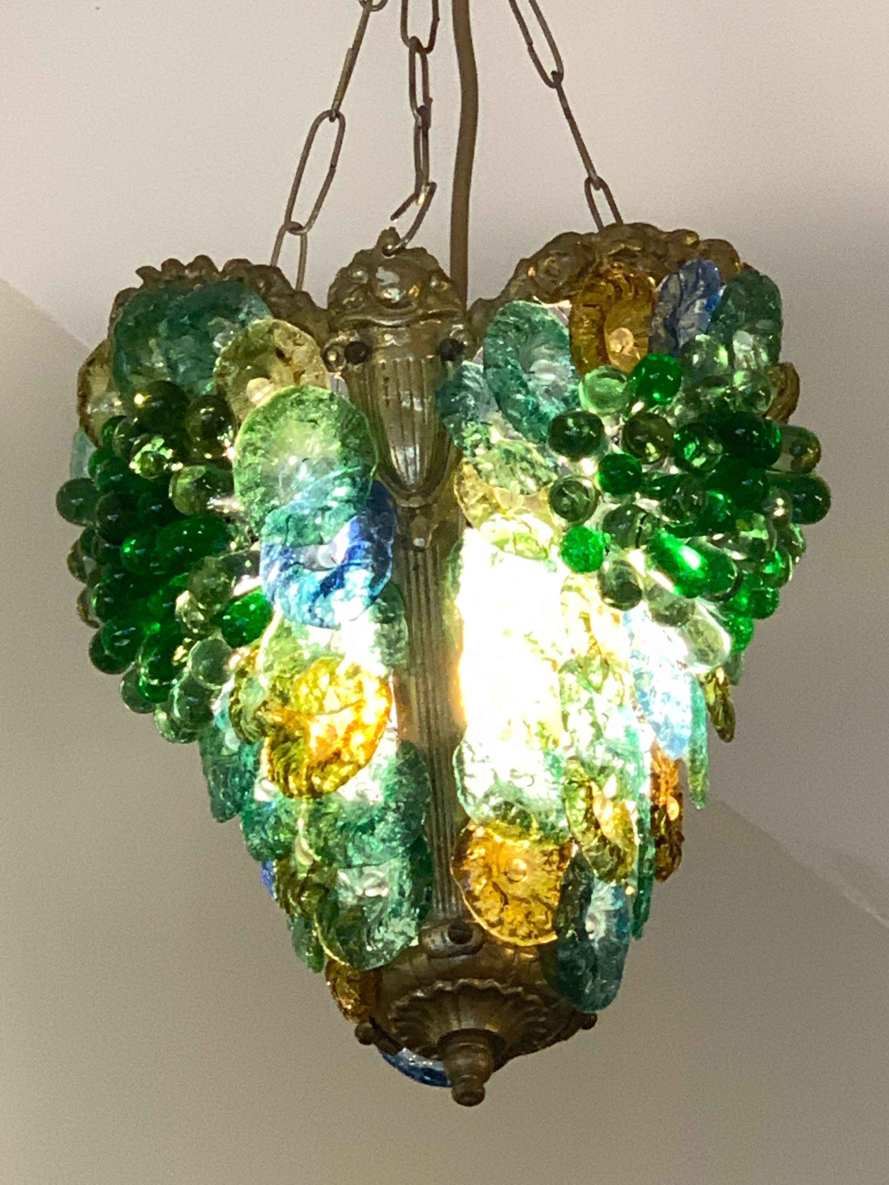 Chandelier in Italian glass paste Murano art deco