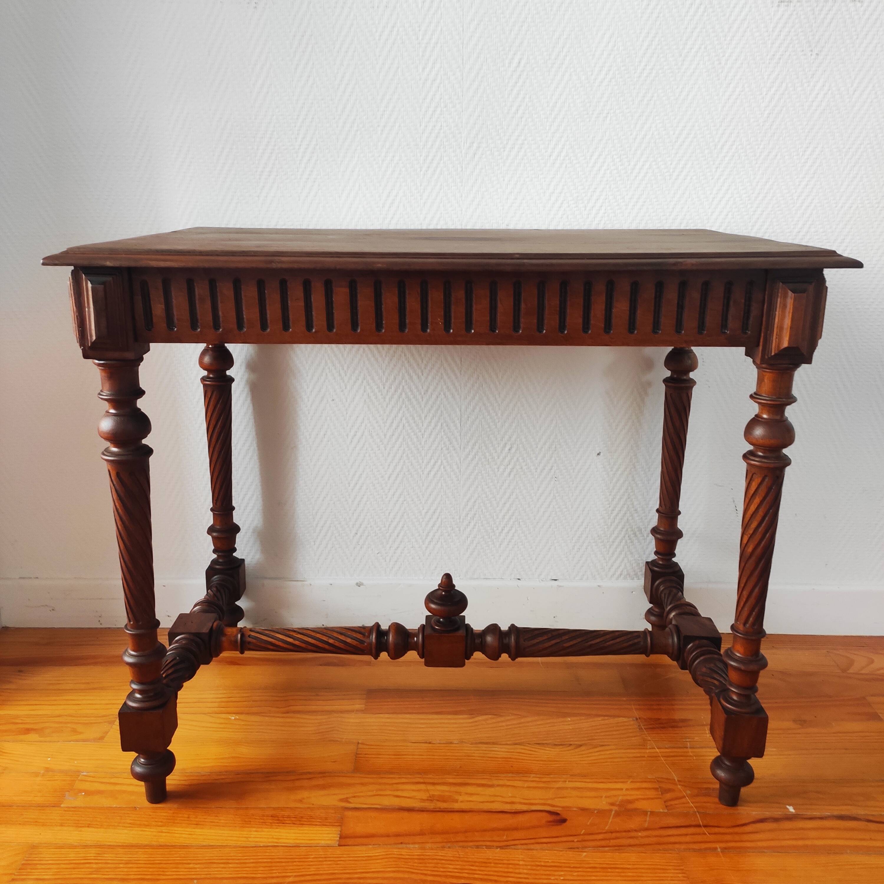 Antique desk table in solid walnut