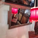 Mirror, wood and plaster, art deco, pale gold and silver patina, rectangular