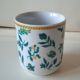 Set of vintage DPR mugs – blue and green floral design – h9 x d7.5 cm