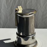 Small silver and gold Italian coffee maker Alpu-F Puppieni in stainless steel