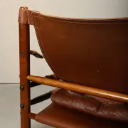 Arne Norell Sirocco Safari Lounge Chair in stained Ash and Brown Leather