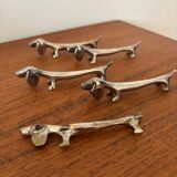Set of 5 vintage dachshund knife rests – Metal dog knife rests