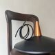 Scandinavian suspension in black metal, copper, and opal glass, 1970s design.