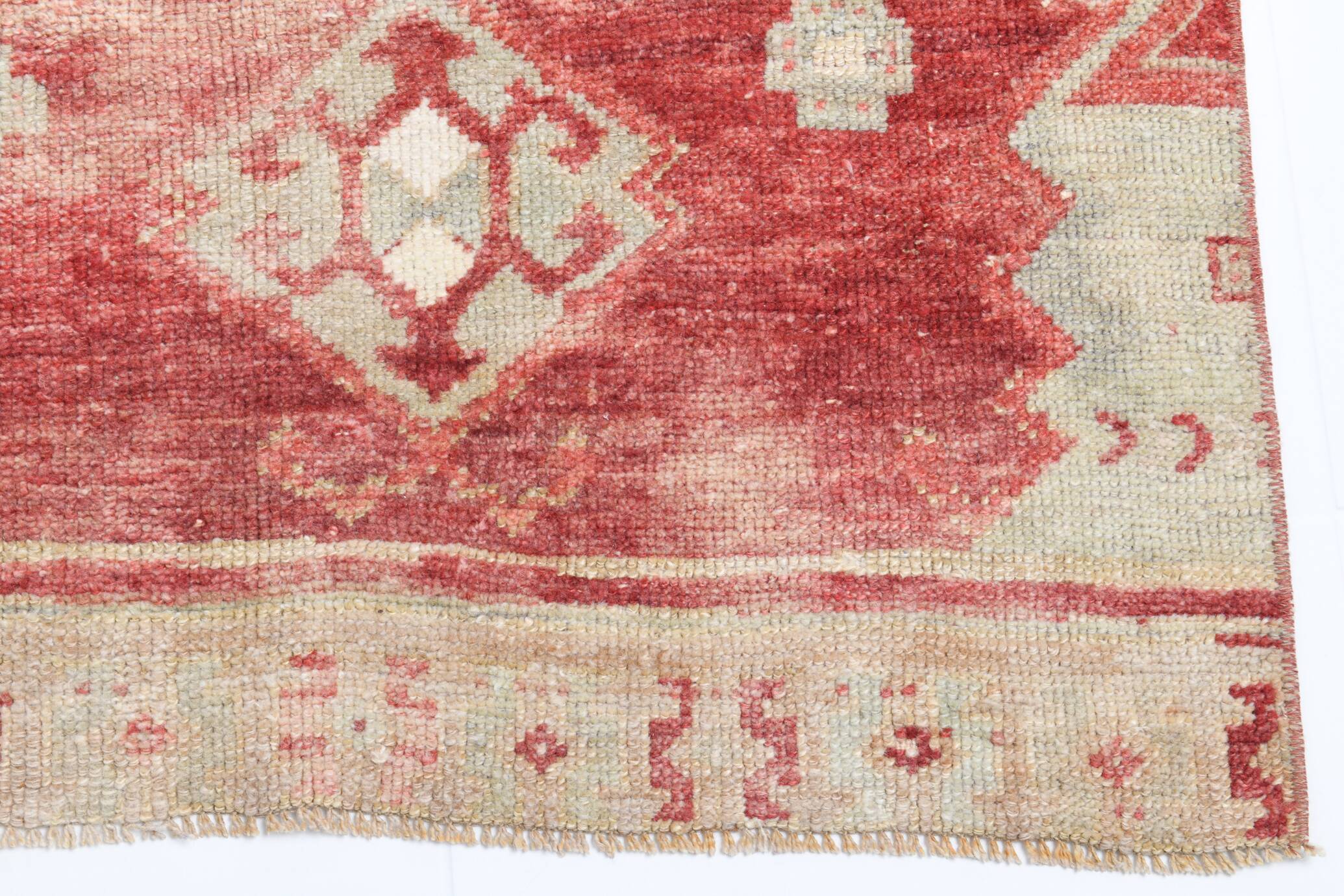 3x9 Red & Beige Geometric Pattern Persian Runner Rug, 80x280Cm
