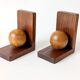 Pair of antique oak ball bookends, Midcentury Art Deco