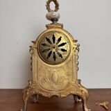 Napoleon III clock in gilded bronze and porcelain plates decorated and painted by hand