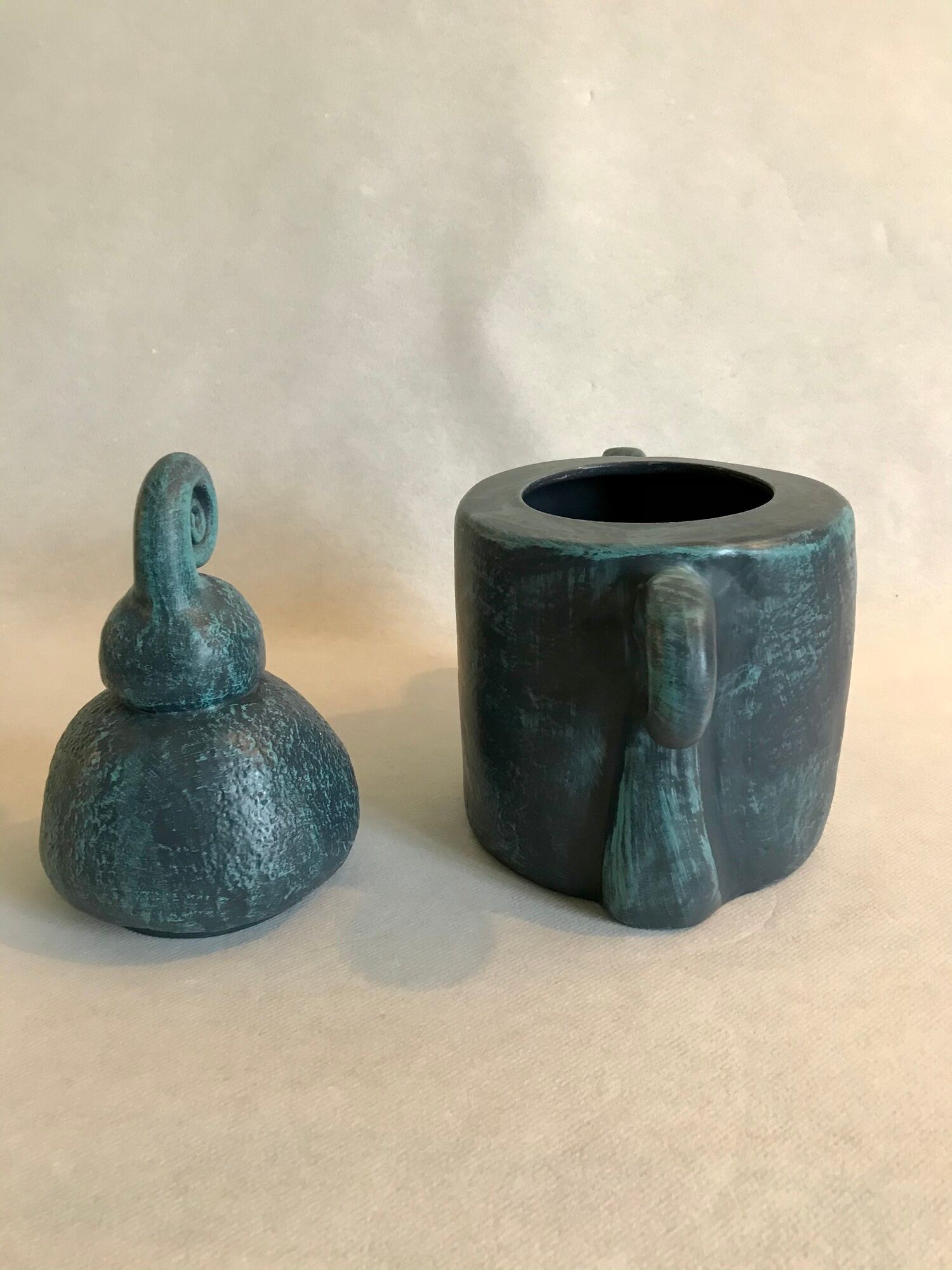 Blue "Orgh" box, Pierre Casenove for La Manufacture Saint Clément, between 1982 and 2001. Collection