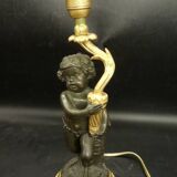 Clodion faun lamp, Louis XVI style, early 1900s - gilded and patinated bronze
