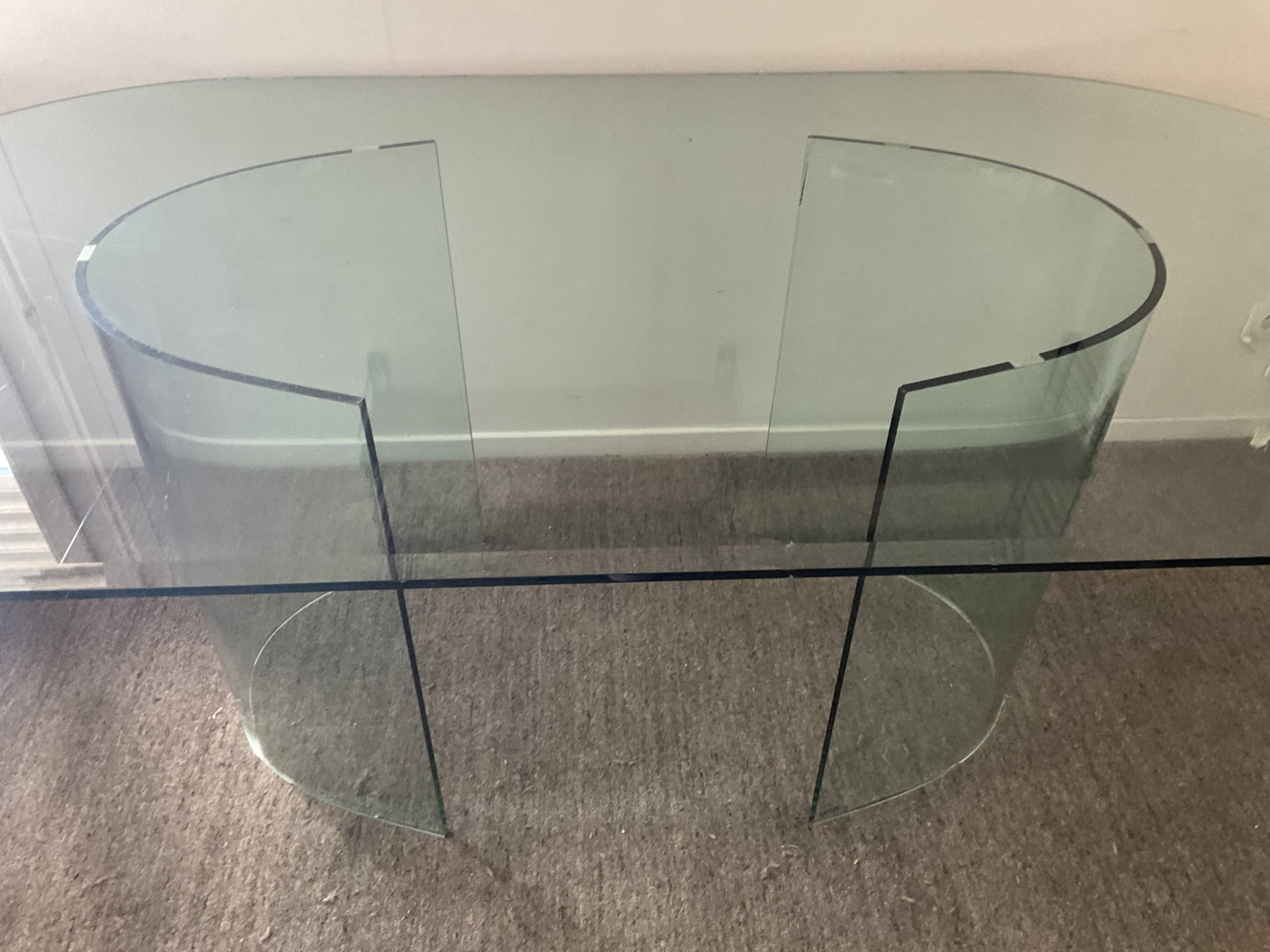 Vintage Sica Italy dining table in tempered glass