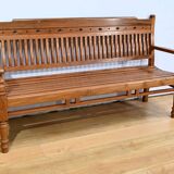 Old colonial varangue bench in teak – mid 20th century