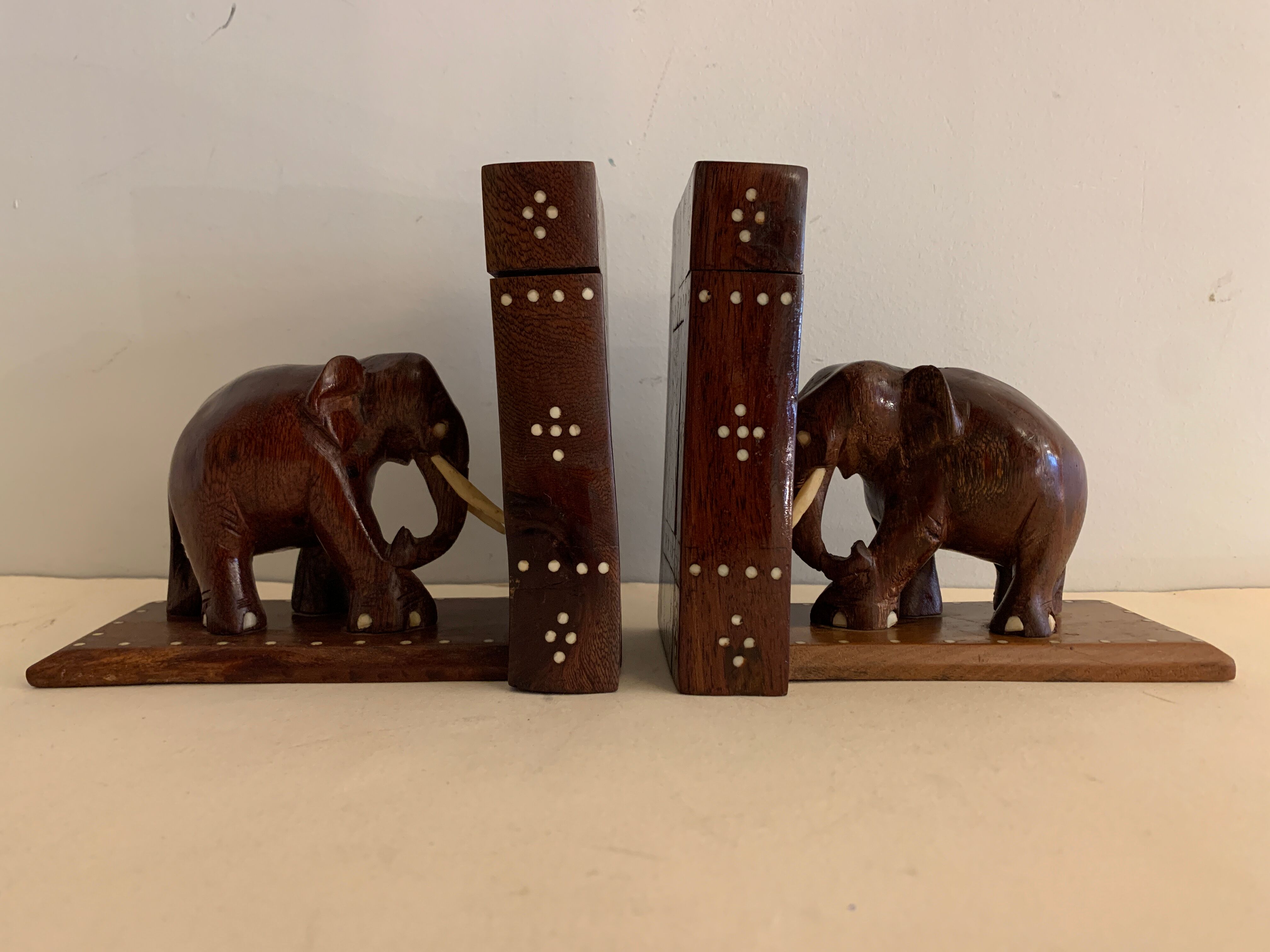 Pair of greenhouses books elephants in teak, 1970
