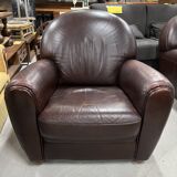 Brown leather club chair