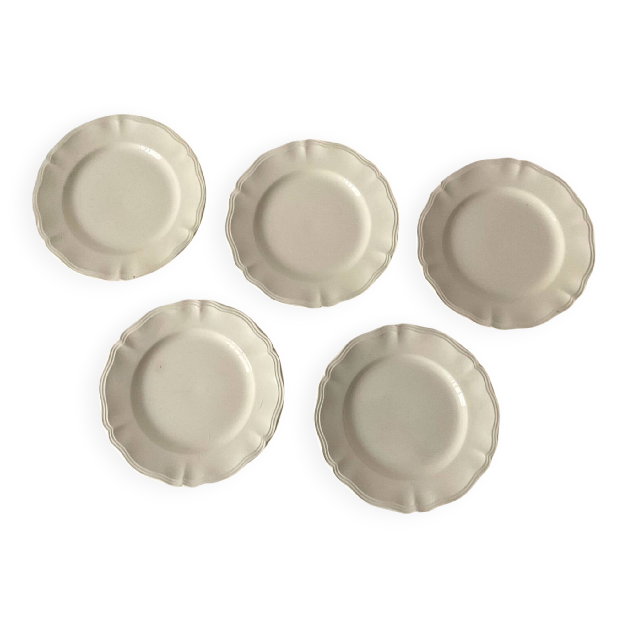 Set of 5 flat plates Sarreguemines – White earthenware – Bor