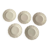 Set of 5 flat plates Sarreguemines – White earthenware – Bor