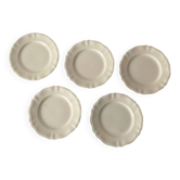 Lot de 5 assiettes plates Sarreguemines – Faïence blanche – Bor